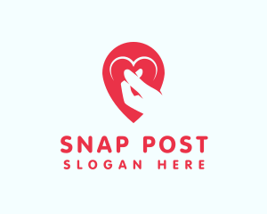 Finger Heart Location Pin logo design