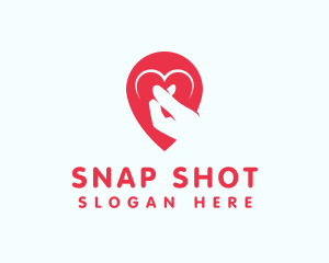 Finger Heart Location Pin logo design