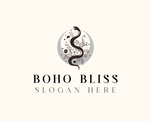 Boho Floral Snake logo design