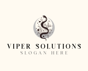 Boho Floral Snake logo design