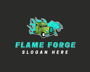 Flame Bull Logistics Truck logo design