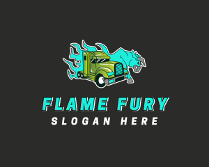 Flame Bull Logistics Truck logo design