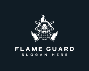 Firefighter Axe Rescue logo design