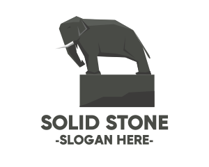 Elephant Stone Statue logo design