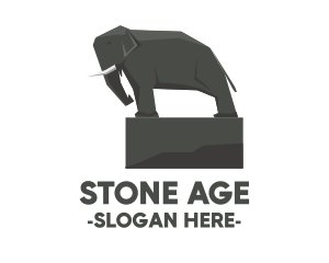 Elephant Stone Statue logo design