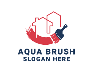 House Paint Brush Renovation logo design