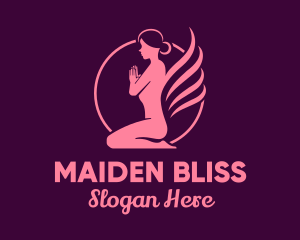 Kneeling Yoga Woman logo design