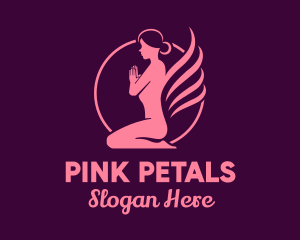 Kneeling Yoga Woman logo design