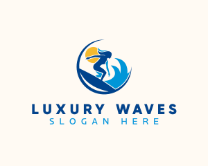 Surfer Sea Wave logo design