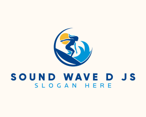 Surfer Sea Wave logo design