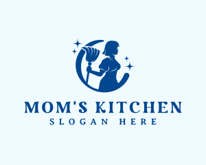 Maid Broom Cleaner logo design