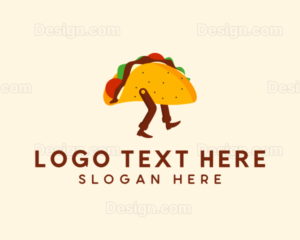 Walking Mexican Taco Logo