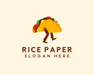 Walking Mexican Taco logo design