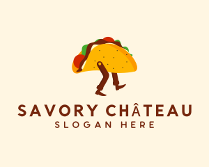 Walking Mexican Taco logo design