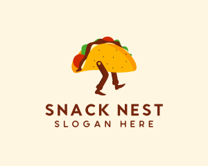 Walking Mexican Taco logo design