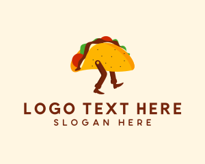 Tortilla - Walking Mexican Taco logo design
