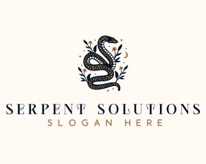 Snake Floral Decorative logo design