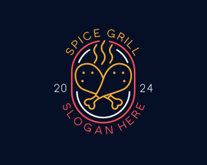 Neon Sign Chicken Restaurant logo design