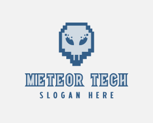 Skull Tech Pixel logo design