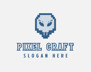 Skull Tech Pixel logo design