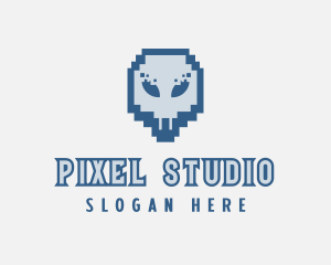 Skull Tech Pixel logo design