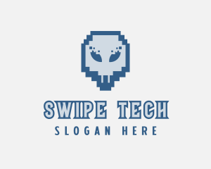 Skull Tech Pixel logo design