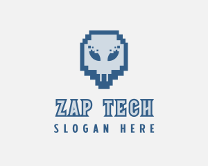 Skull Tech Pixel logo design