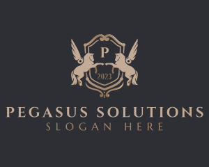 Pegasus Wings Shield logo design