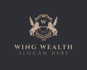 Pegasus Wings Shield logo design