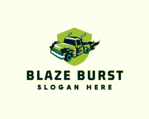 Flaming Truck Wheels logo design