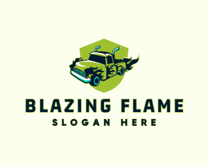 Flaming Truck Wheels logo design
