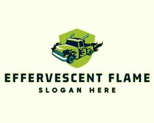 Flaming Truck Wheels logo design