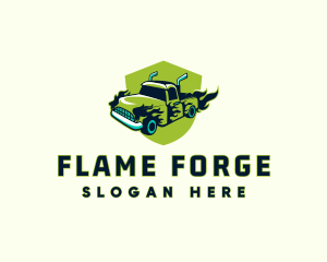 Flaming Truck Wheels logo design