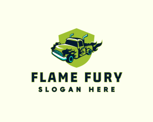 Flaming Truck Wheels logo design