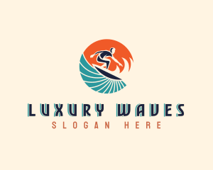 Surfer Beach Wave logo design