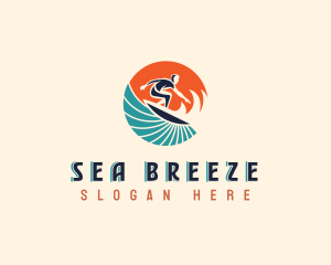 Surfer Beach Wave logo design