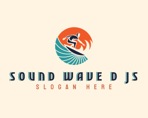 Surfer Beach Wave logo design