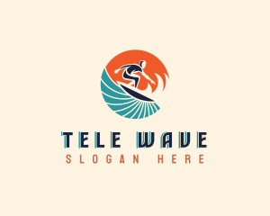 Surfer Beach Wave logo design