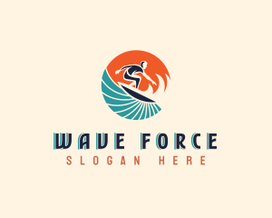 Surfer Beach Wave logo design