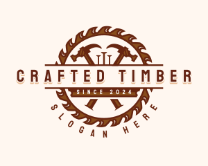 Saw Hammer Carpentry logo design