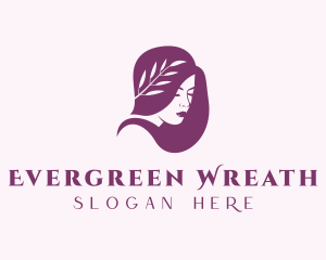 Purple Wreath Hair Lady logo design