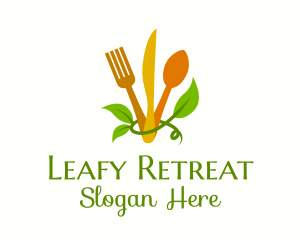 Cutlery Leaf Vine logo design