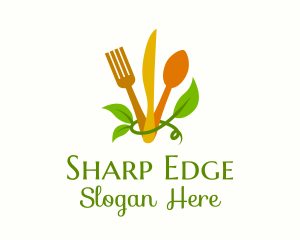 Cutlery Leaf Vine logo design