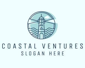 Sea Wave Lighthouse  logo design