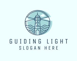 Sea Wave Lighthouse  logo design