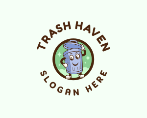 Trash Can Character logo design