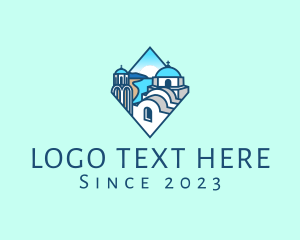 Santorini Greek Island logo design