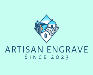 Santorini Greek Island logo design