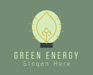 Leaf Light Bulb Energy logo design