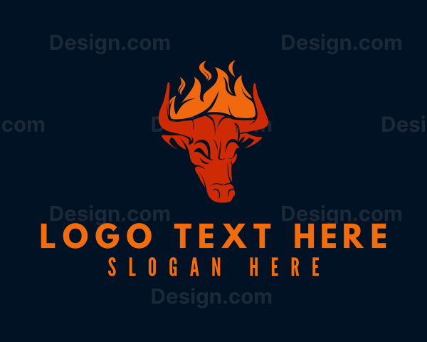 Flaming Bull Horns Logo